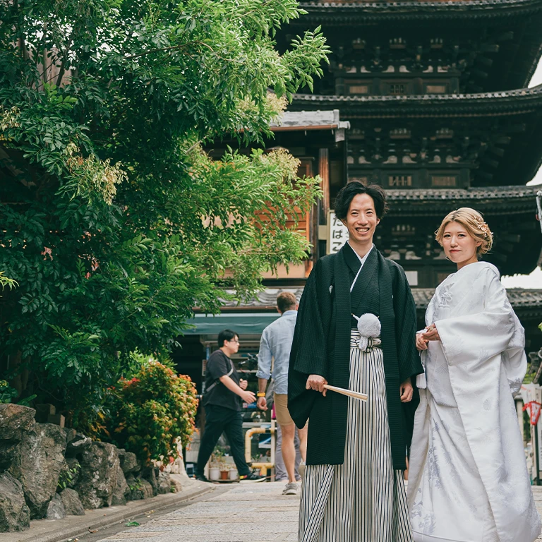結婚写真 京都 前撮り 八坂の塔周辺にて和装撮影