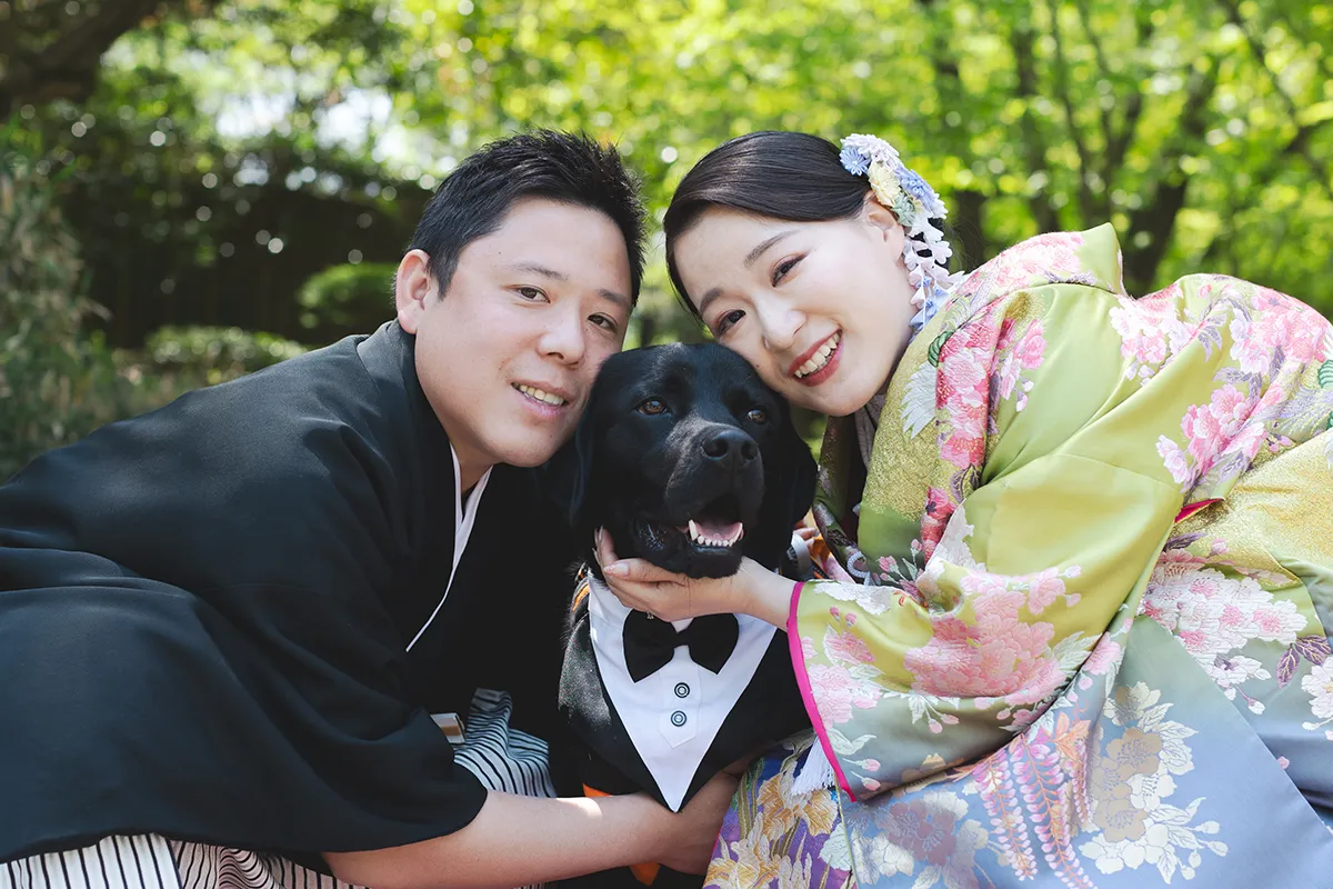 愛犬と一緒に和装でフォトウェディング・前撮り