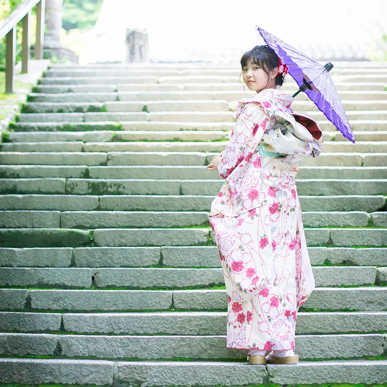 十三参り 神社の階段 見返り